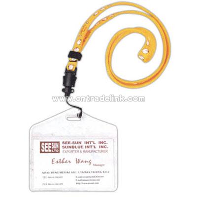 Polyester neck lanyard with badge holder and slider