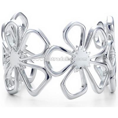 Handsome Women's 925 Sterling Silver Wide Bangle Bracelet