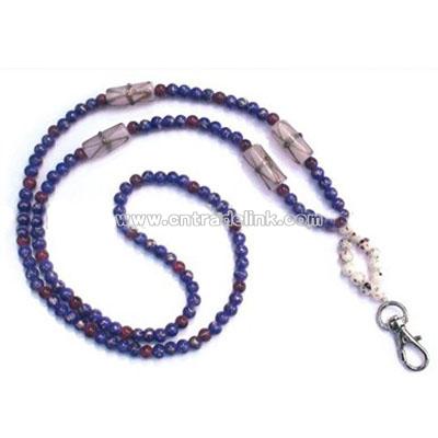 Blue Cherry Beaded Lanyard