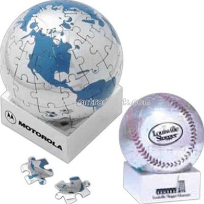 Magnetic polished chrome 72 piece puzzle globe