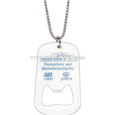 Iron dog tag bottle opener with 24" standard ball chain