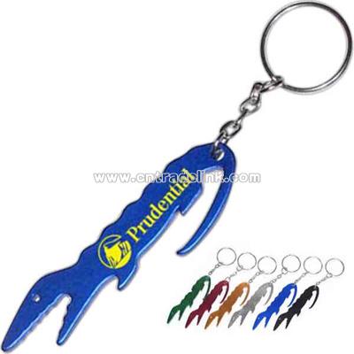 Alligator shape aluminum bottle opener with keychain