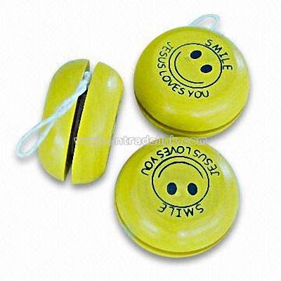 Wooden Yo-yo with Smiling Face Design