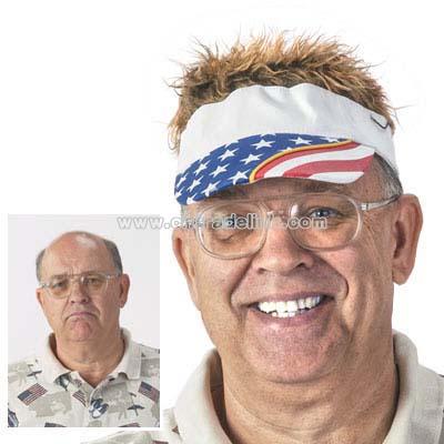 Flair Hair with Brown Hair and USA Design Visor