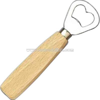 Long beech wood handle bottle opener