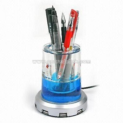 4-port Liquid USB HUB with Pen Holder