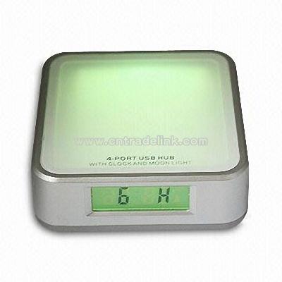 4-port USB HUB with LCD Clock