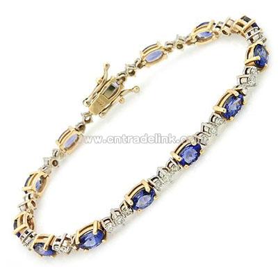 14K Yellow Gold Bracelet with Diamond And Gemstone