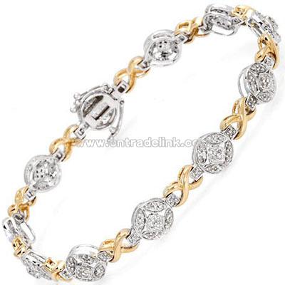 14K Two Tone Gold Bracelet With Diamond