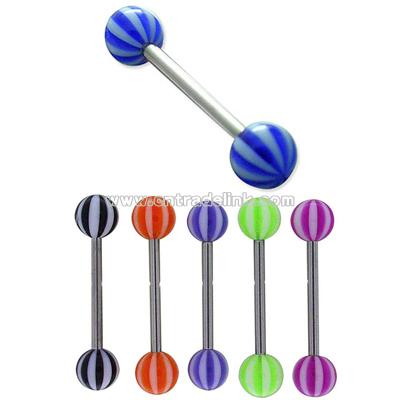 Acrylic Beach Ball Striped Straight Barbell