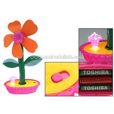 Mini Colorful Flash LED Light Orange Sunflower Cooling Fan