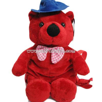 Stuffed backpack red bear