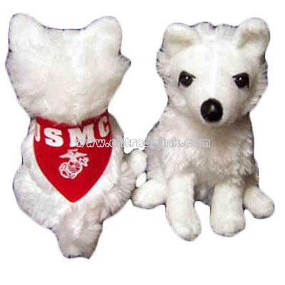 Stuffed 7" sage American Eskimo dog
