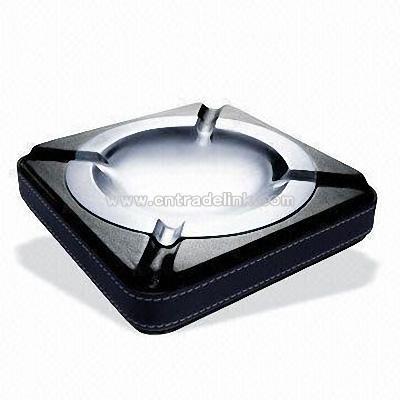 Leather and Zinc Alloy Ashtray