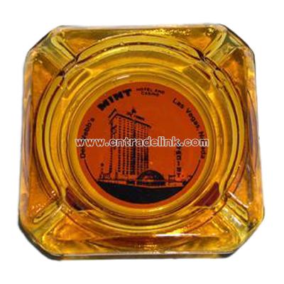 Vintage Del Webbs Mint Hotel Casino Ashtray Amber Glass