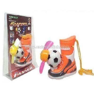 Soccer ball boot shaped fan