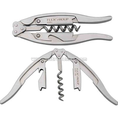 Stainless steel corkscrew bottle opener