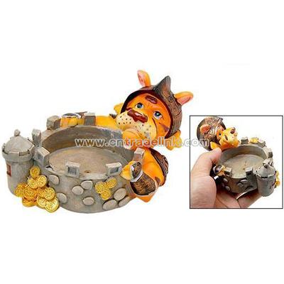 Round Resin Ash Tray Cartoon Tiger Soldier Ashtray Novelty