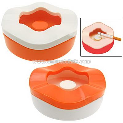 White and Orange Wavilness Round Cigarette Cigar Ashtray